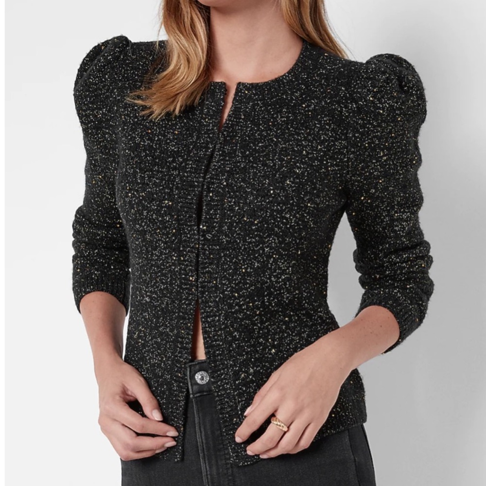 Express Gold Detailed Sweater Jacket